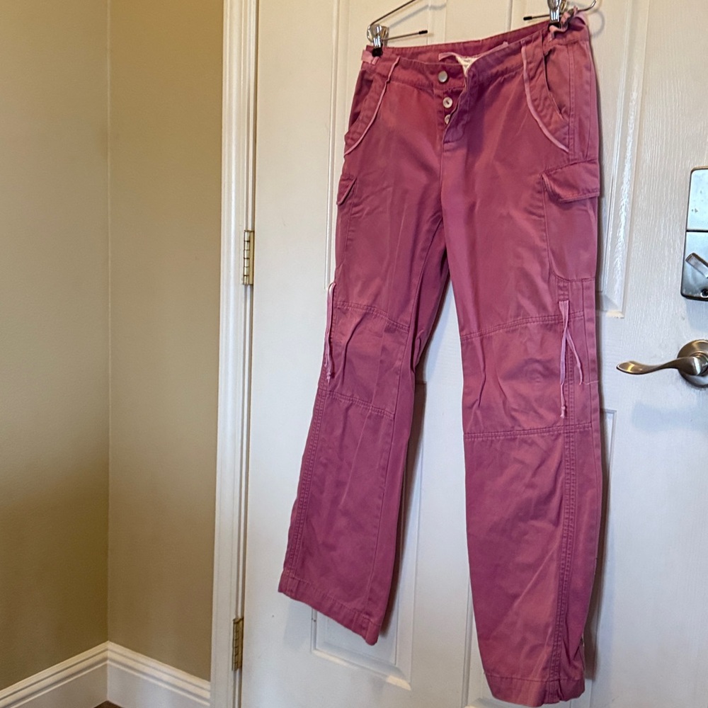 Da-Nang Dusty Rose Cargo Pants with embroidered details.